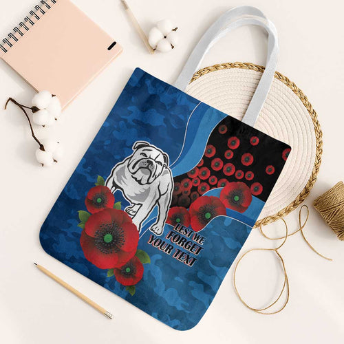 Canterbury-Bankstown Bulldogs ANZAC Personalised Tote Bag Lest We Forget Poppy Camo