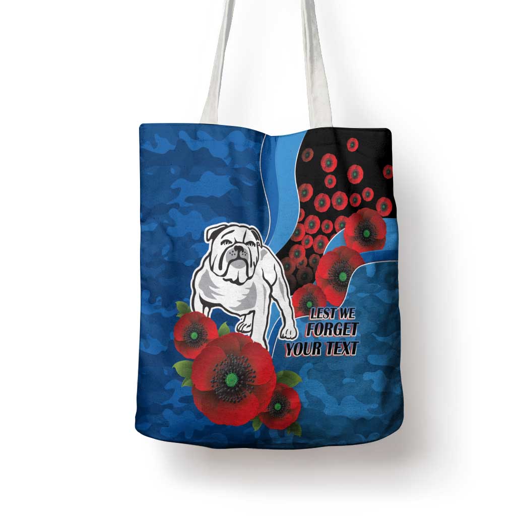 Canterbury-Bankstown Bulldogs ANZAC Personalised Tote Bag Lest We Forget Poppy Camo