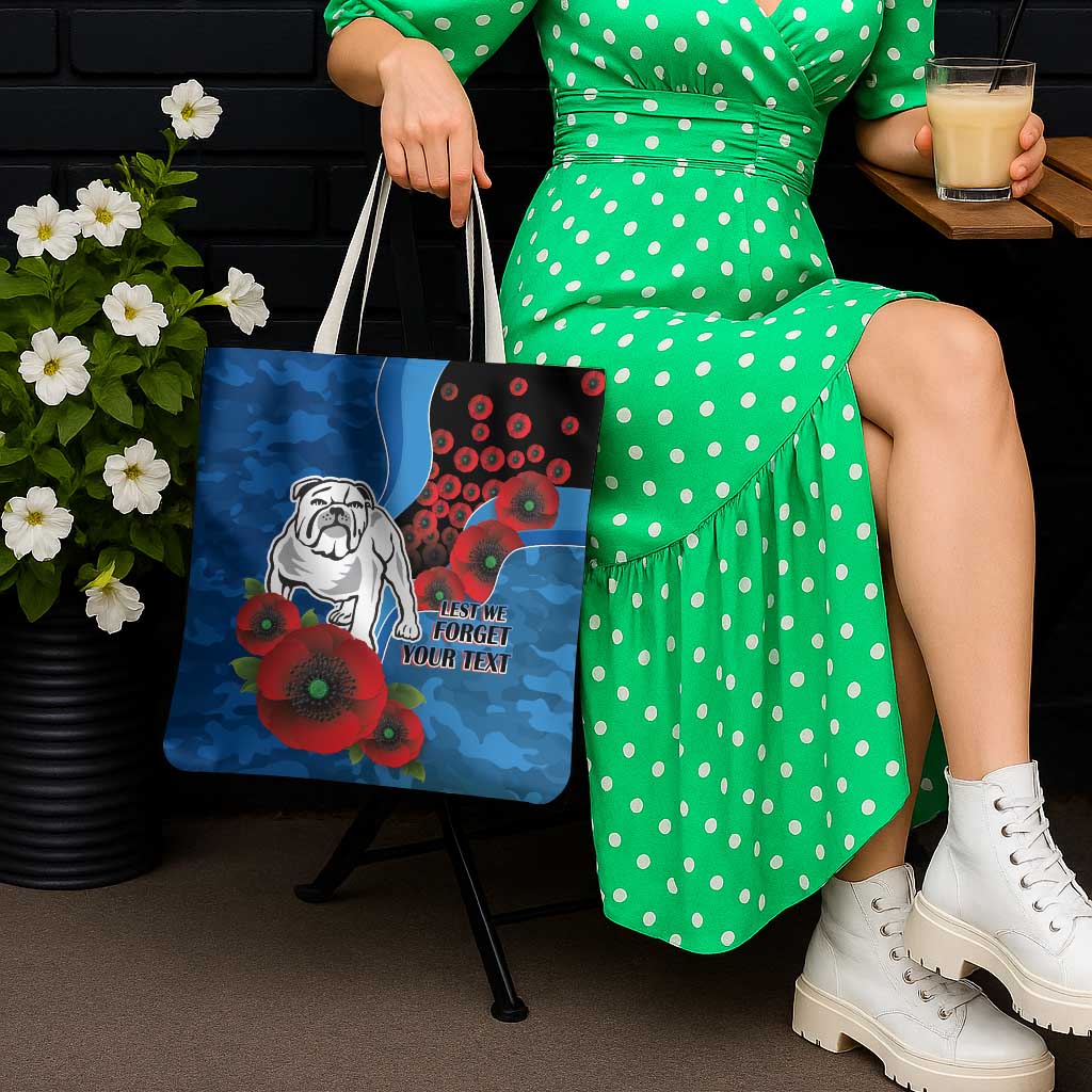 Canterbury-Bankstown Bulldogs ANZAC Personalised Tote Bag Lest We Forget Poppy Camo
