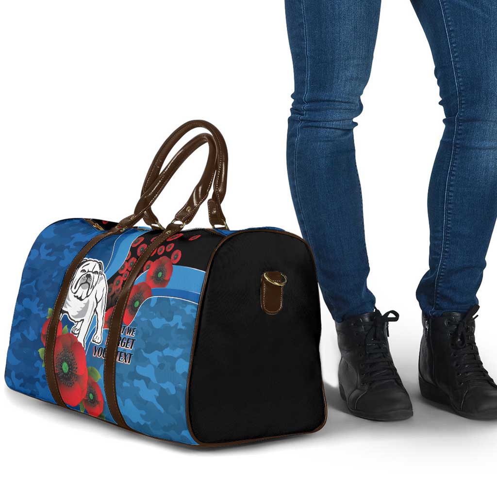 Canterbury-Bankstown Bulldogs ANZAC Personalised Travel Bag Lest We Forget Poppy Camo