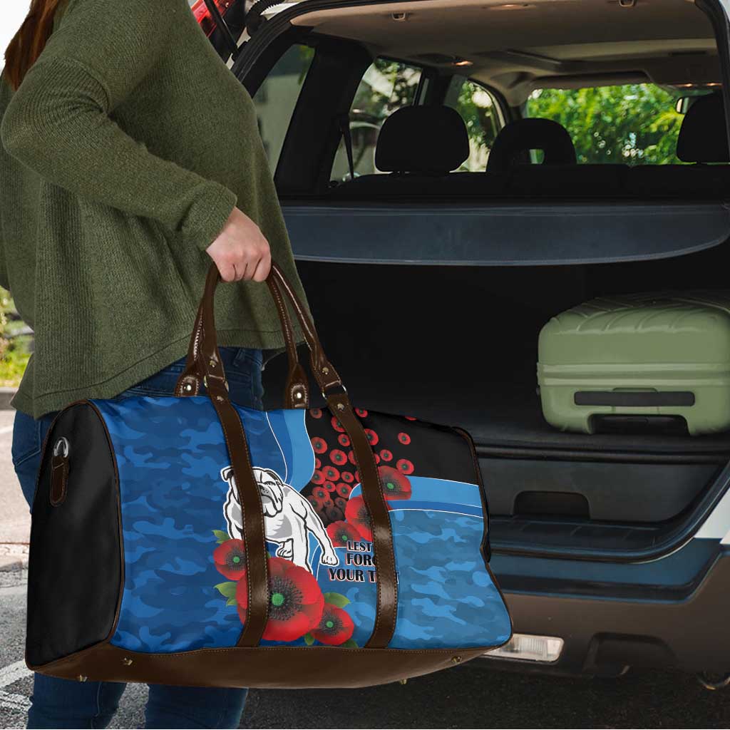 Canterbury-Bankstown Bulldogs ANZAC Personalised Travel Bag Lest We Forget Poppy Camo