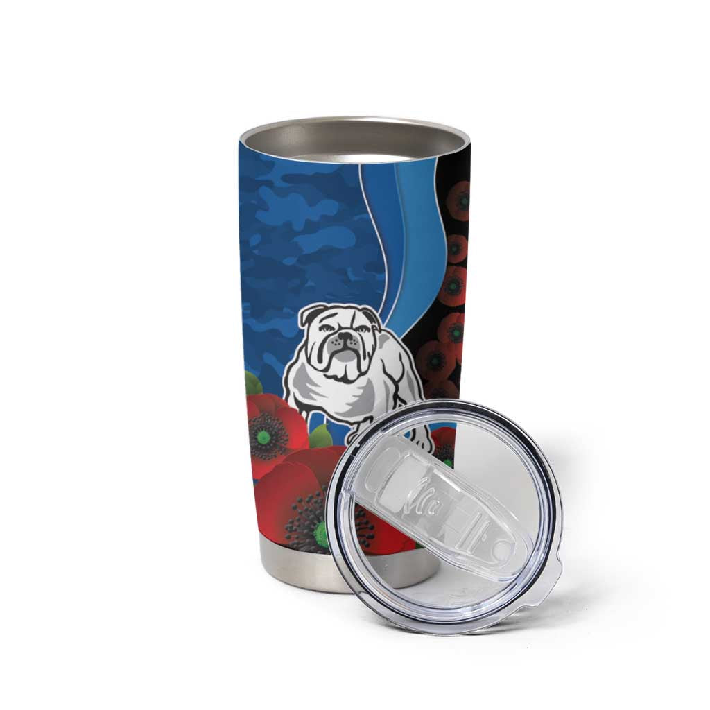 Canterbury-Bankstown Bulldogs ANZAC Personalised Tumbler Cup Lest We Forget Poppy Camo