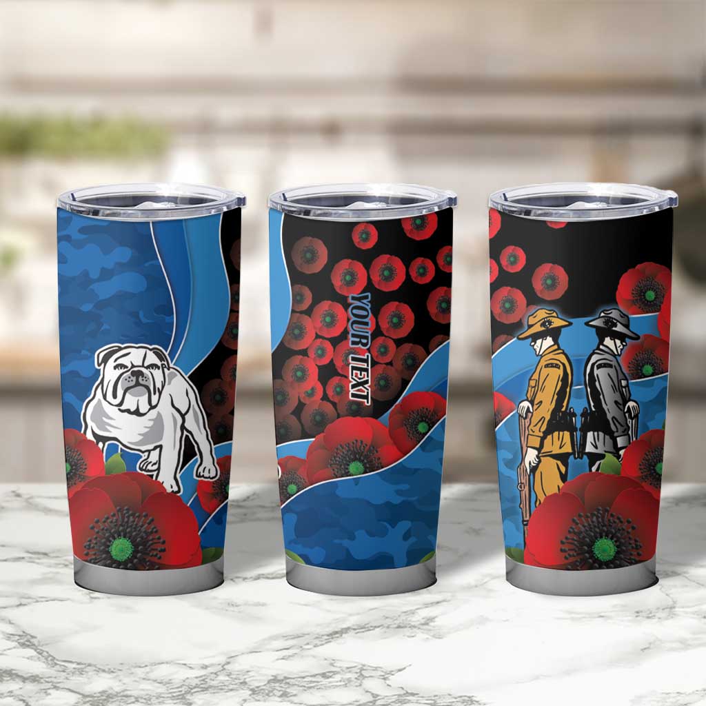 Canterbury-Bankstown Bulldogs ANZAC Personalised Tumbler Cup Lest We Forget Poppy Camo