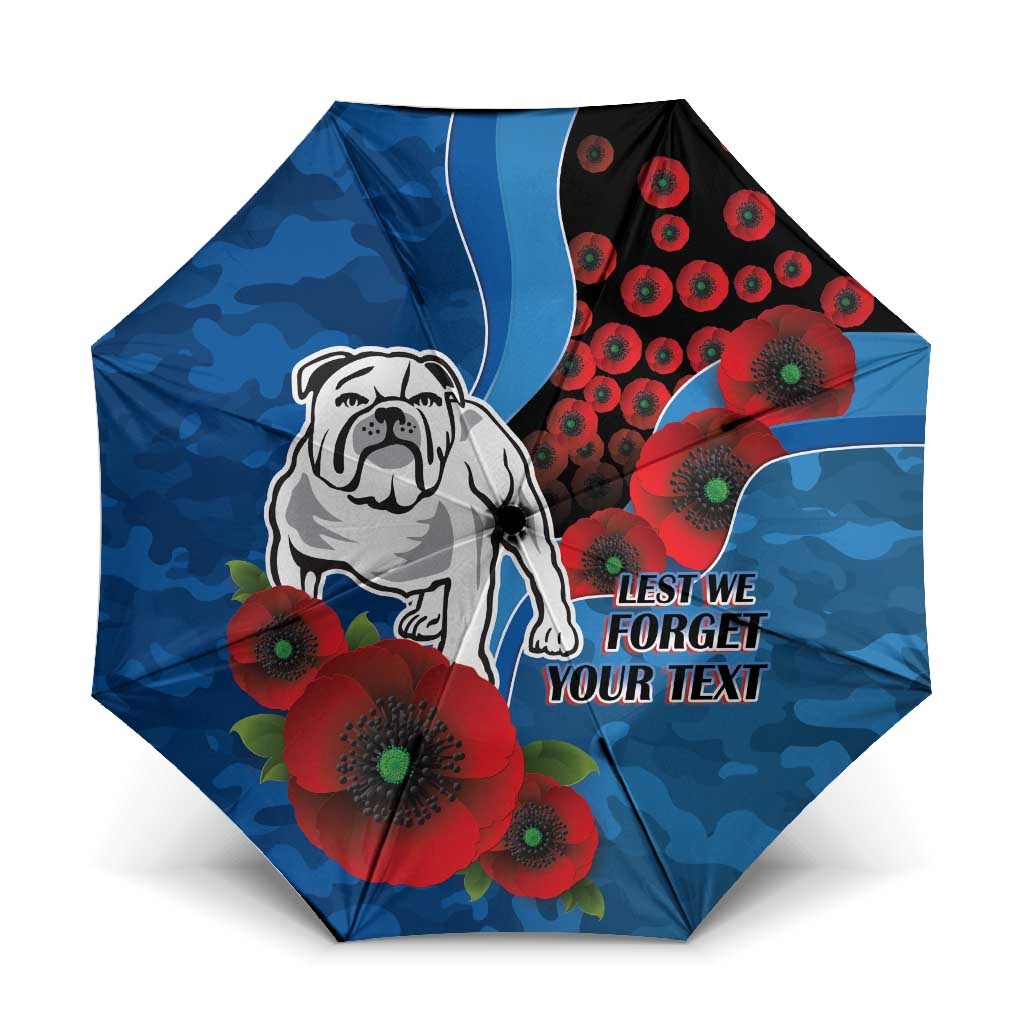 Canterbury-Bankstown Bulldogs ANZAC Personalised Umbrella Lest We Forget Poppy Camo