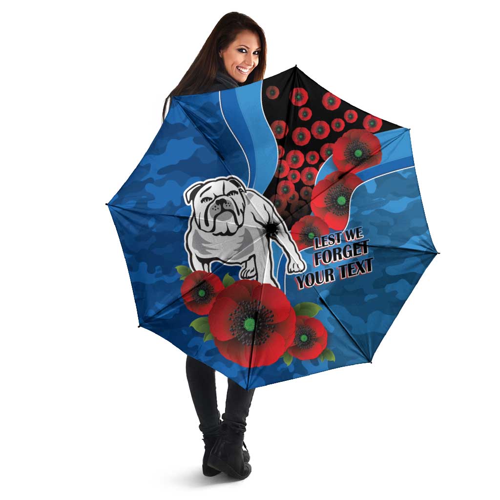 Canterbury-Bankstown Bulldogs ANZAC Personalised Umbrella Lest We Forget Poppy Camo
