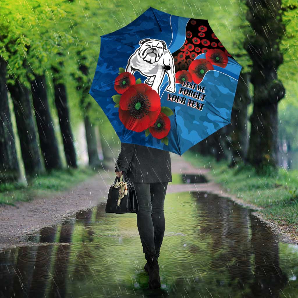 Canterbury-Bankstown Bulldogs ANZAC Personalised Umbrella Lest We Forget Poppy Camo