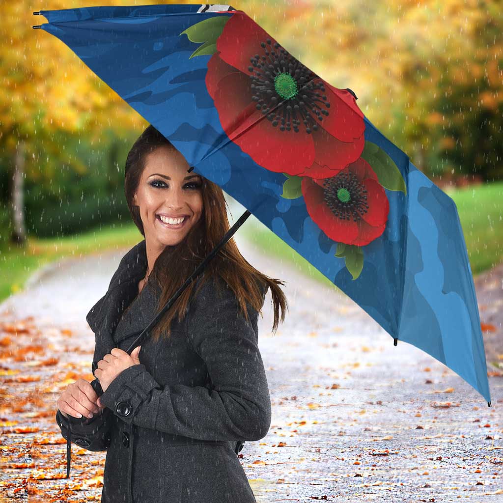Canterbury-Bankstown Bulldogs ANZAC Personalised Umbrella Lest We Forget Poppy Camo
