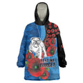 Canterbury-Bankstown Bulldogs ANZAC Personalised Wearable Blanket Hoodie Lest We Forget Poppy Camo