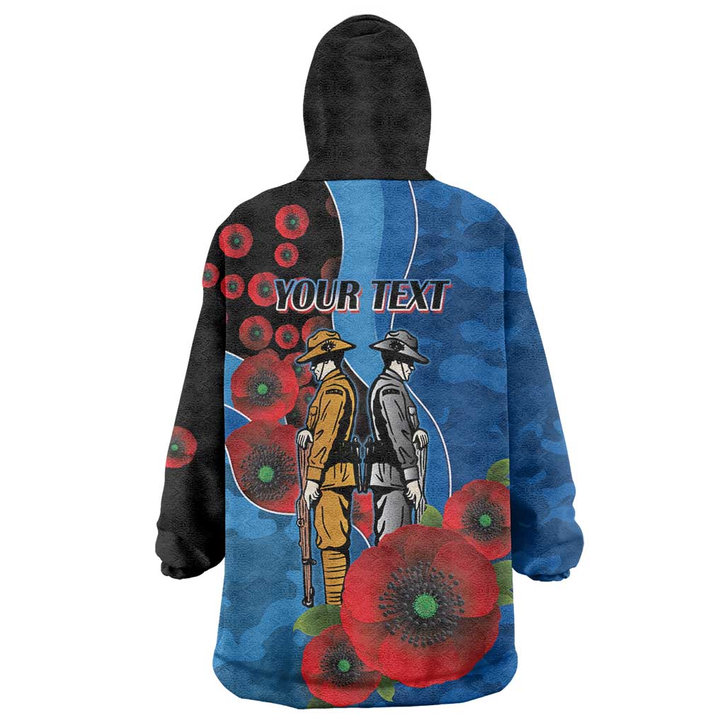 Canterbury-Bankstown Bulldogs ANZAC Personalised Wearable Blanket Hoodie Lest We Forget Poppy Camo