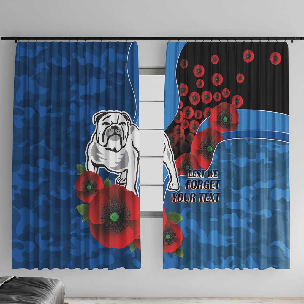 Canterbury-Bankstown Bulldogs ANZAC Personalised Window Curtain Lest We Forget Poppy Camo
