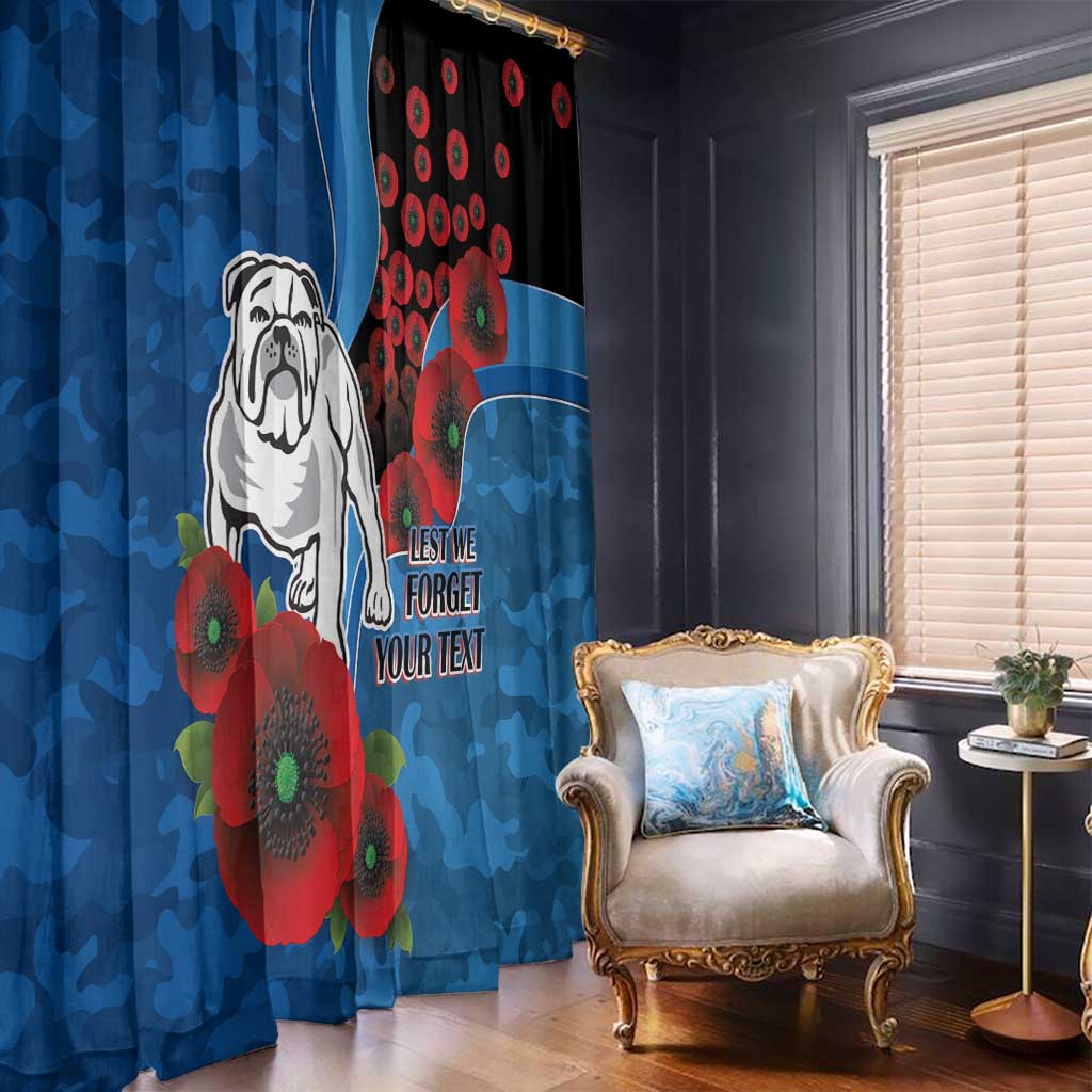 Canterbury-Bankstown Bulldogs ANZAC Personalised Window Curtain Lest We Forget Poppy Camo