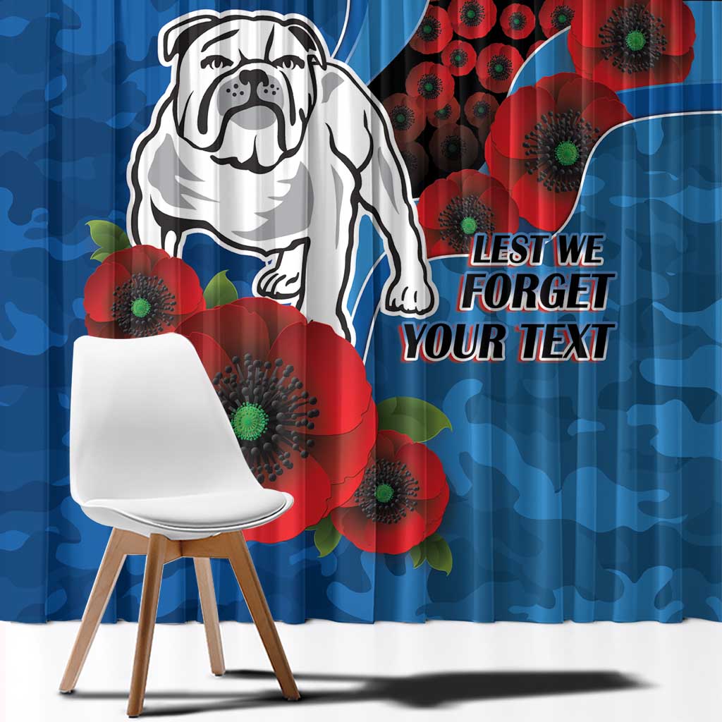 Canterbury-Bankstown Bulldogs ANZAC Personalised Window Curtain Lest We Forget Poppy Camo