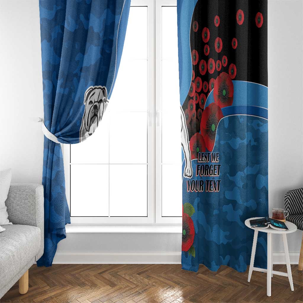 Canterbury-Bankstown Bulldogs ANZAC Personalised Window Curtain Lest We Forget Poppy Camo