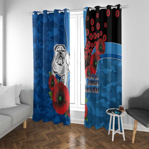 Canterbury-Bankstown Bulldogs ANZAC Personalised Window Curtain Lest We Forget Poppy Camo