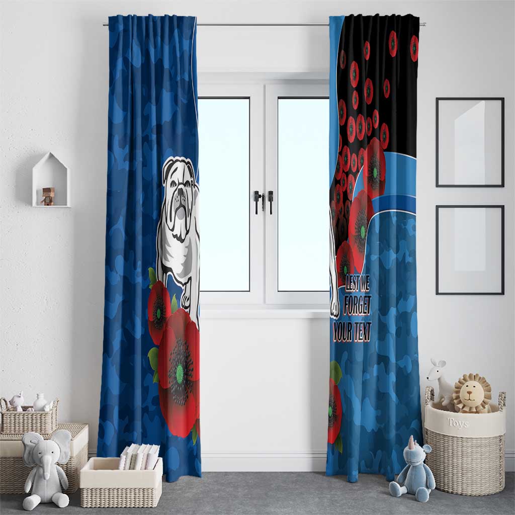 Canterbury-Bankstown Bulldogs ANZAC Personalised Window Curtain Lest We Forget Poppy Camo