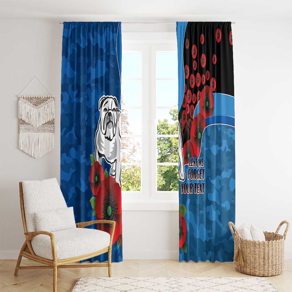 Canterbury-Bankstown Bulldogs ANZAC Personalised Window Curtain Lest We Forget Poppy Camo