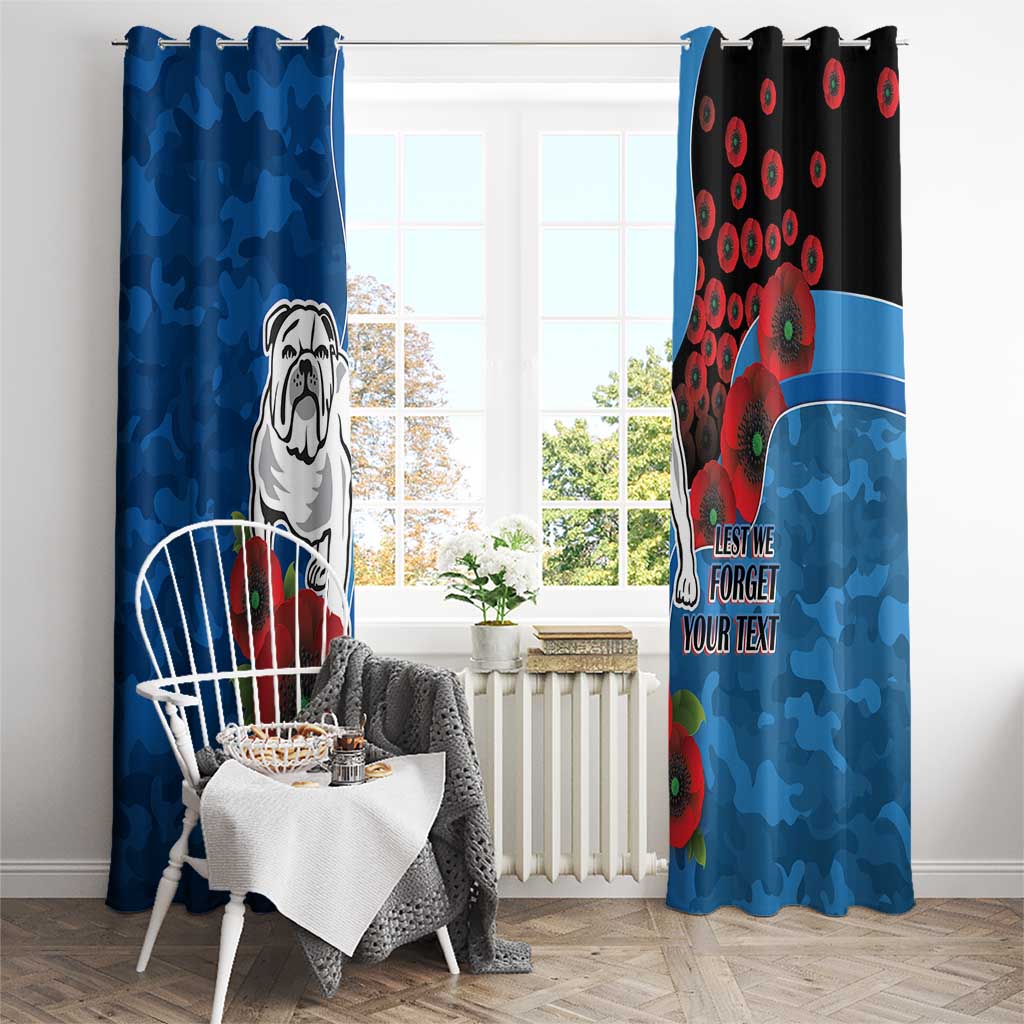 Canterbury-Bankstown Bulldogs ANZAC Personalised Window Curtain Lest We Forget Poppy Camo