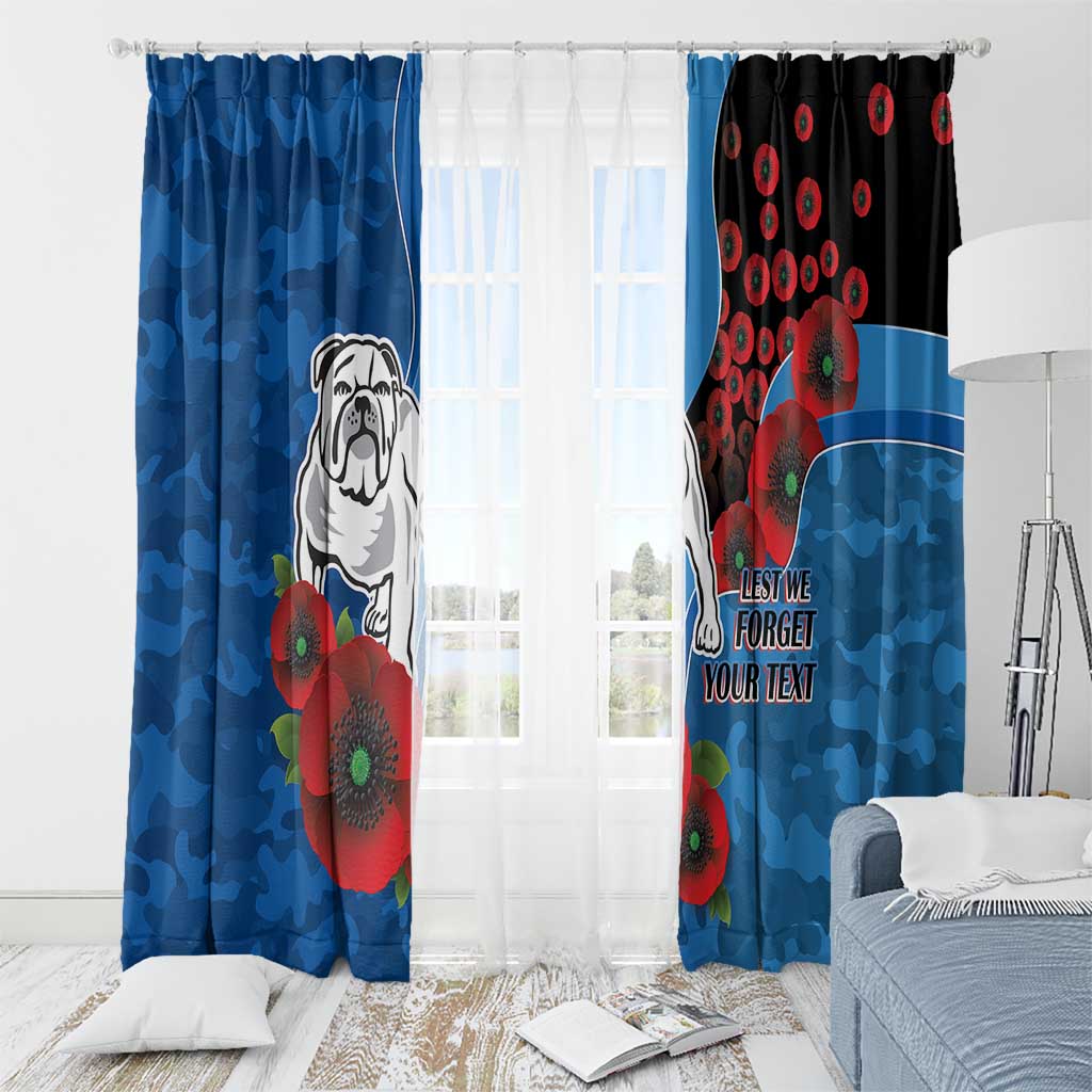 Canterbury-Bankstown Bulldogs ANZAC Personalised Window Curtain Lest We Forget Poppy Camo