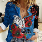 Canterbury-Bankstown Bulldogs ANZAC Personalised Women Casual Shirt Lest We Forget Poppy Camo