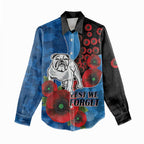 Canterbury-Bankstown Bulldogs ANZAC Personalised Women Casual Shirt Lest We Forget Poppy Camo