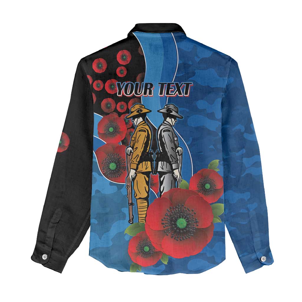 Canterbury-Bankstown Bulldogs ANZAC Personalised Women Casual Shirt Lest We Forget Poppy Camo