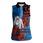 Canterbury-Bankstown Bulldogs ANZAC Personalised Women Sleeveless Polo Shirt Lest We Forget Poppy Camo