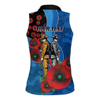 Canterbury-Bankstown Bulldogs ANZAC Personalised Women Sleeveless Polo Shirt Lest We Forget Poppy Camo