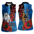 Canterbury-Bankstown Bulldogs ANZAC Personalised Women Sleeveless Polo Shirt Lest We Forget Poppy Camo