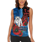 Canterbury-Bankstown Bulldogs ANZAC Personalised Women Sleeveless Polo Shirt Lest We Forget Poppy Camo