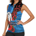 Canterbury-Bankstown Bulldogs ANZAC Personalised Women Sleeveless Polo Shirt Lest We Forget Poppy Camo