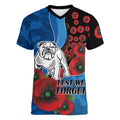 Canterbury-Bankstown Bulldogs ANZAC Personalised Women V-Neck T-Shirt Lest We Forget Poppy Camo
