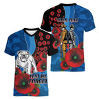 Canterbury-Bankstown Bulldogs ANZAC Personalised Women V-Neck T-Shirt Lest We Forget Poppy Camo