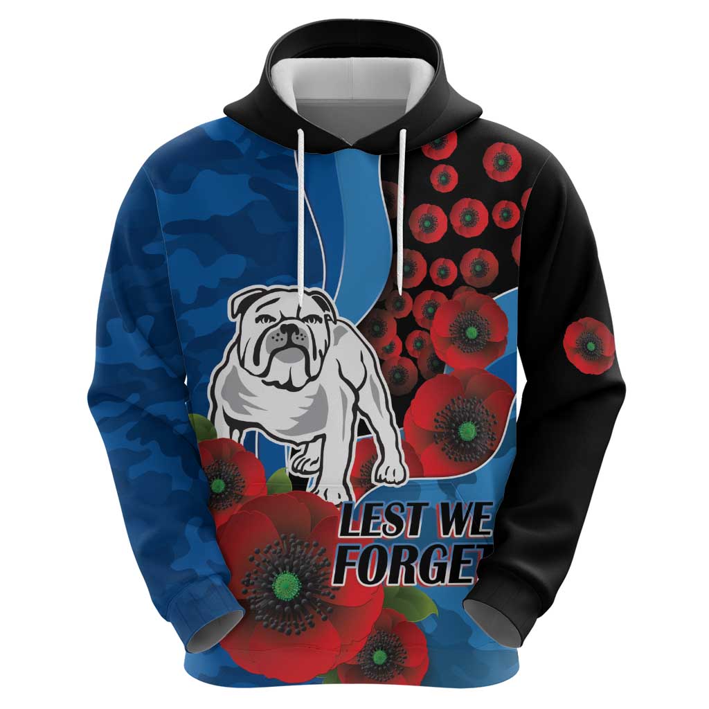 Canterbury-Bankstown Bulldogs ANZAC Personalised Zip Hoodie Lest We Forget Poppy Camo