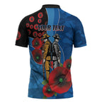 Canterbury-Bankstown Bulldogs ANZAC Personalised Zipper Polo Shirt Lest We Forget Poppy Camo