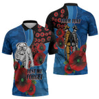 Canterbury-Bankstown Bulldogs ANZAC Personalised Zipper Polo Shirt Lest We Forget Poppy Camo