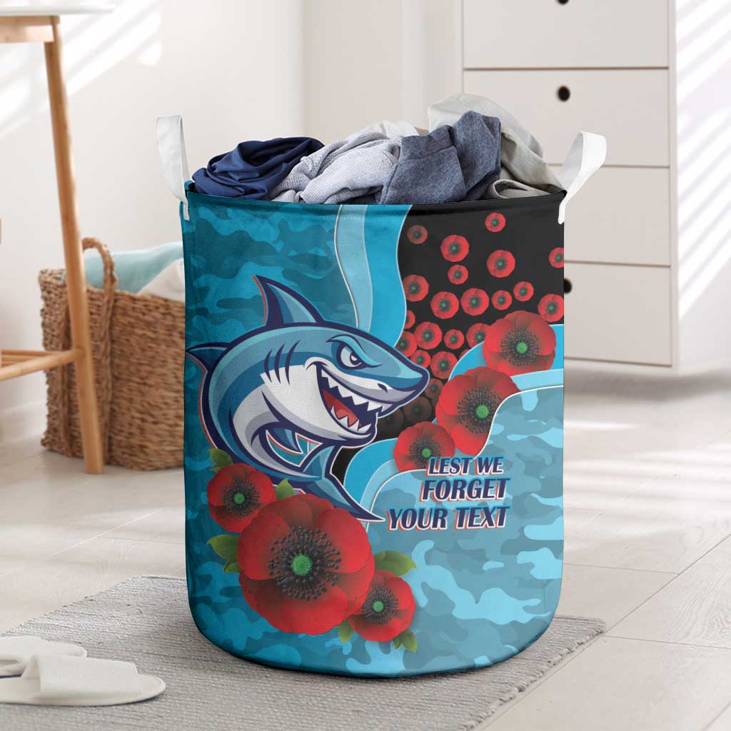 Cronulla-Sutherland Sharks ANZAC Personalised Laundry Basket Lest We Forget Poppy Camo