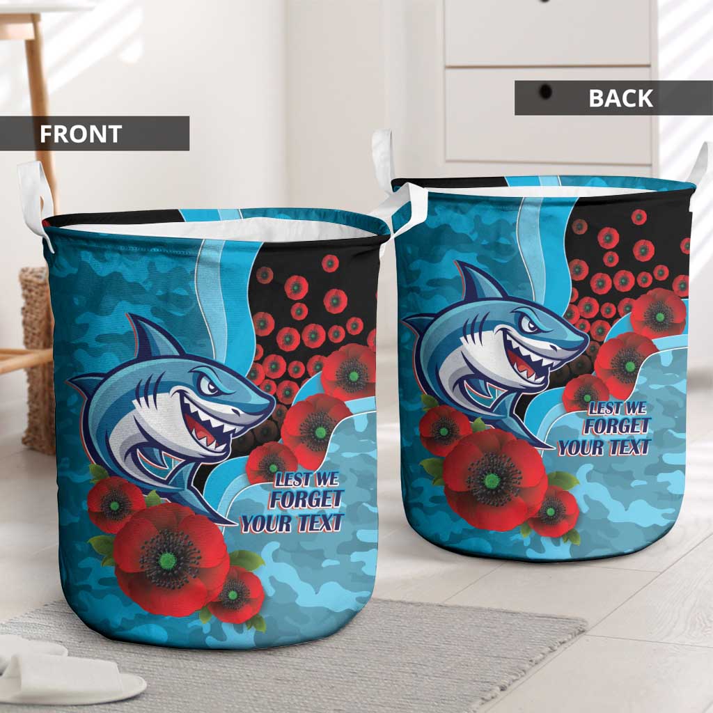 Cronulla-Sutherland Sharks ANZAC Personalised Laundry Basket Lest We Forget Poppy Camo