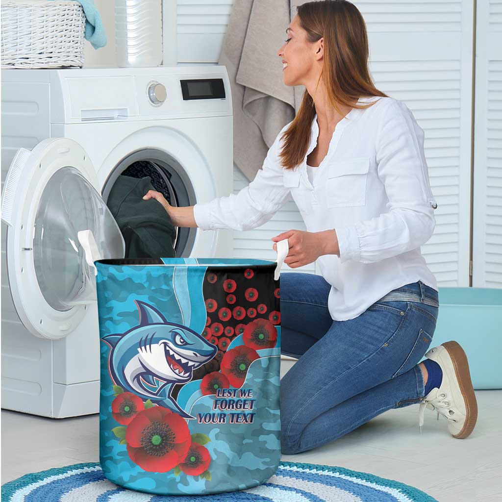 Cronulla-Sutherland Sharks ANZAC Personalised Laundry Basket Lest We Forget Poppy Camo