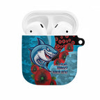 Cronulla-Sutherland Sharks ANZAC Personalised AirPods Case Lest We Forget Poppy Camo