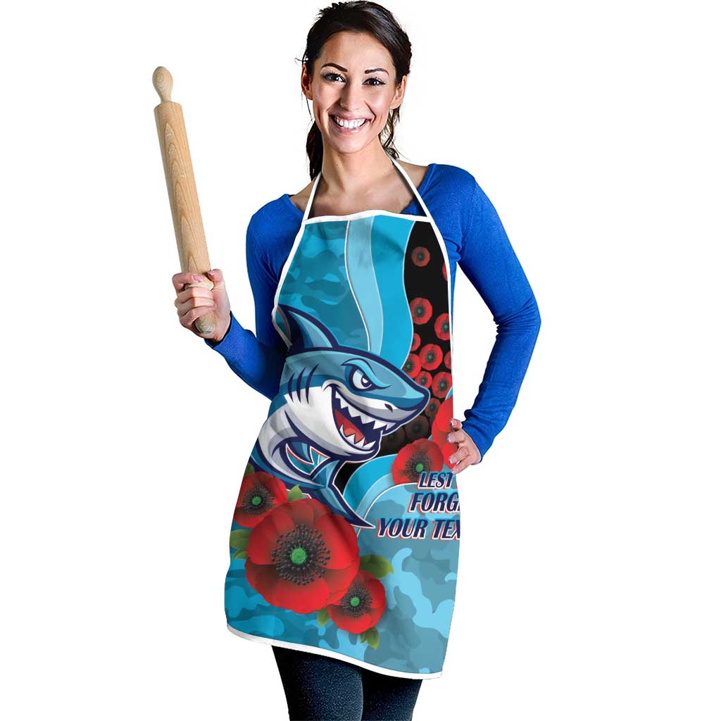 Cronulla-Sutherland Sharks ANZAC Personalised Apron Lest We Forget Poppy Camo