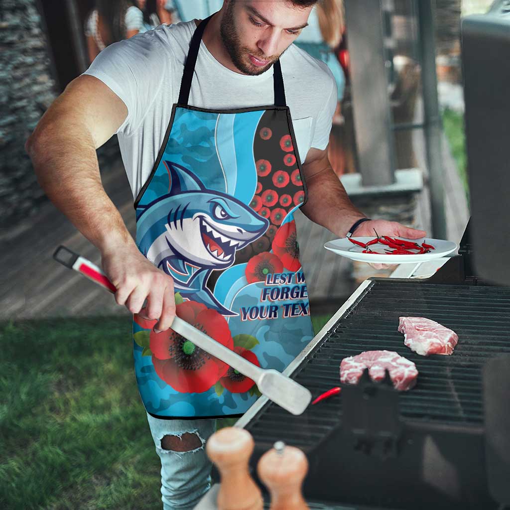 Cronulla-Sutherland Sharks ANZAC Personalised Apron Lest We Forget Poppy Camo