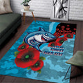 Cronulla-Sutherland Sharks ANZAC Personalised Area Rug Lest We Forget Poppy Camo