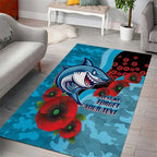 Cronulla-Sutherland Sharks ANZAC Personalised Area Rug Lest We Forget Poppy Camo