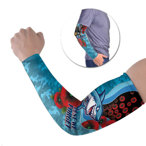 Cronulla-Sutherland Sharks ANZAC Personalised Arm Sleeves Lest We Forget Poppy Camo