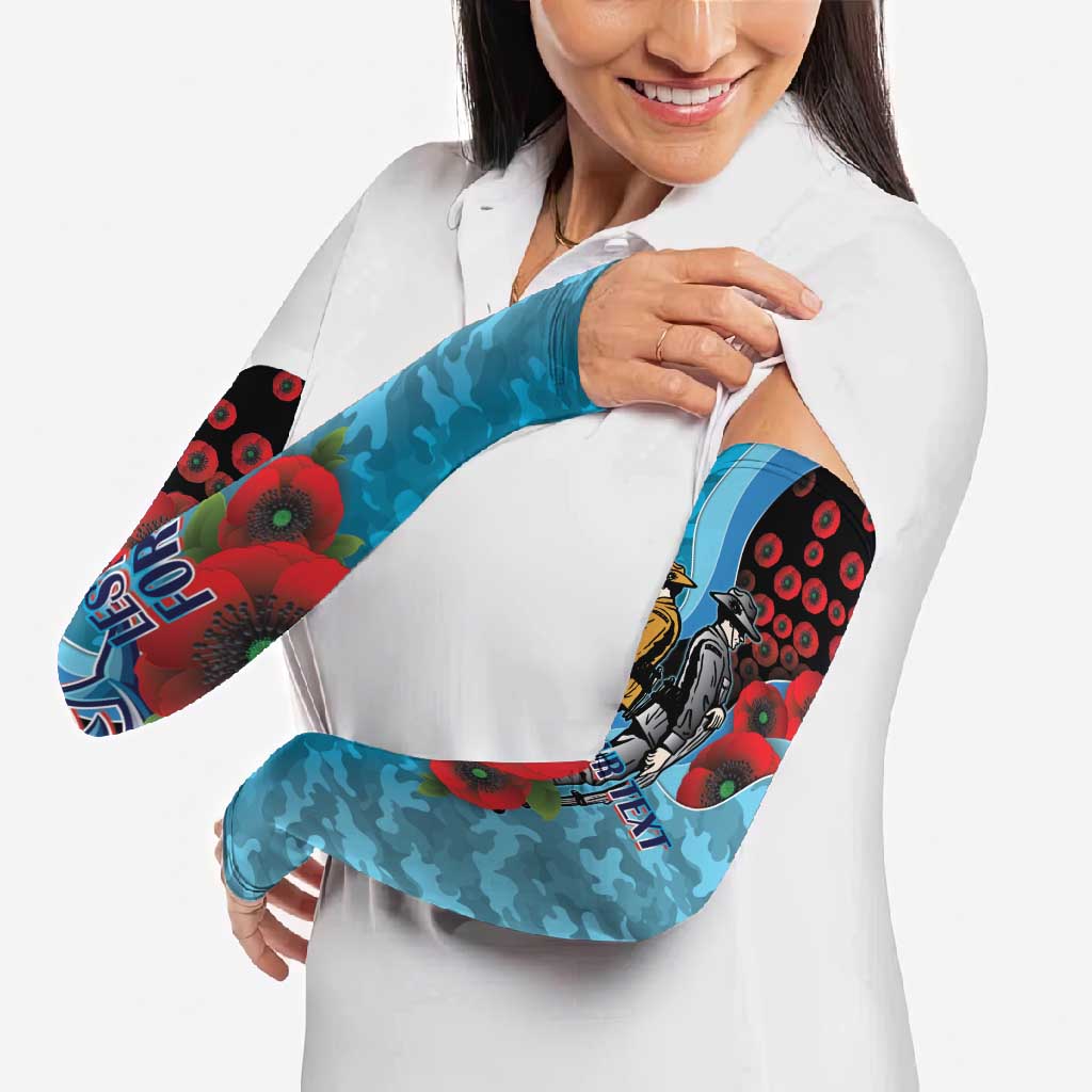Cronulla-Sutherland Sharks ANZAC Personalised Arm Sleeves Lest We Forget Poppy Camo