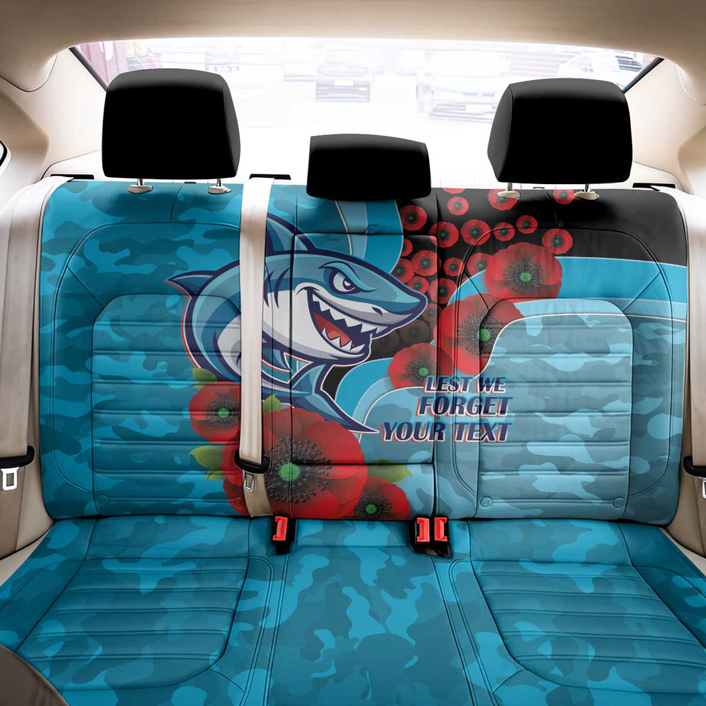 Cronulla-Sutherland Sharks ANZAC Personalised Back Car Seat Cover Lest We Forget Poppy Camo