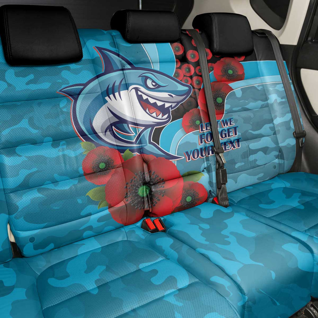 Cronulla-Sutherland Sharks ANZAC Personalised Back Car Seat Cover Lest We Forget Poppy Camo