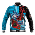 Cronulla-Sutherland Sharks ANZAC Personalised Baseball Jacket Lest We Forget Poppy Camo