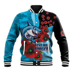 Cronulla-Sutherland Sharks ANZAC Personalised Baseball Jacket Lest We Forget Poppy Camo