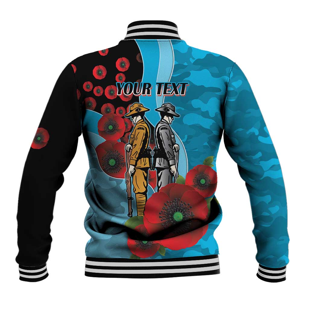 Cronulla-Sutherland Sharks ANZAC Personalised Baseball Jacket Lest We Forget Poppy Camo